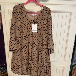 Animal Print Flowy Tiered Dress BNWT